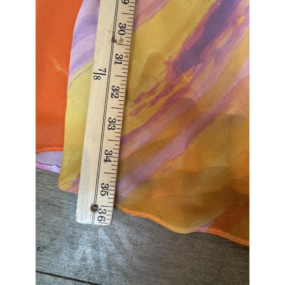 For Love & Lemons Dress Womens Large Orange Purple Halter‎ Open Back Watercolor - Picture 2 of 5